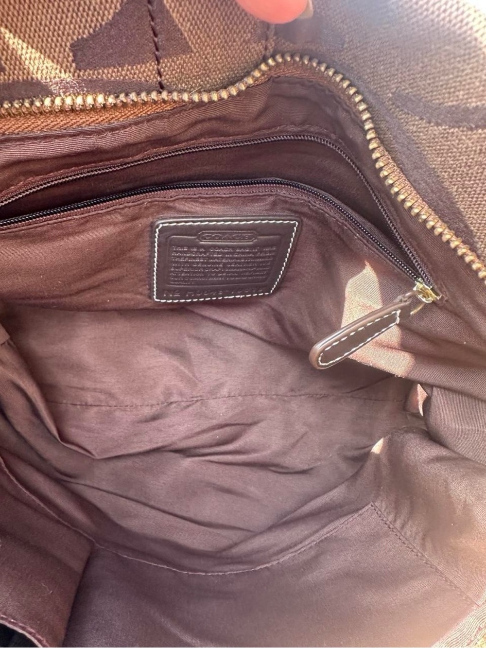 Vintage Coach Carly 10619 Signature Canvas Brown Leather Hobo Shoulder Bag Y2K - Picture 8 of 13